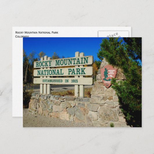 Carte Postale Parc national des Rocheuses, Colorado (Devant / Derrière)