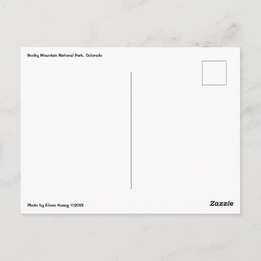 Carte Postale Parc national des Rocheuses, Colorado (Dos)