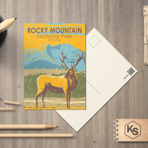 Carte Postale Parc national des Rocheuses Colorado Elk Vintage