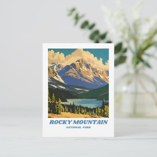 Carte Postale Parc national des Rocheuses illustration rétro H (Debout devant)