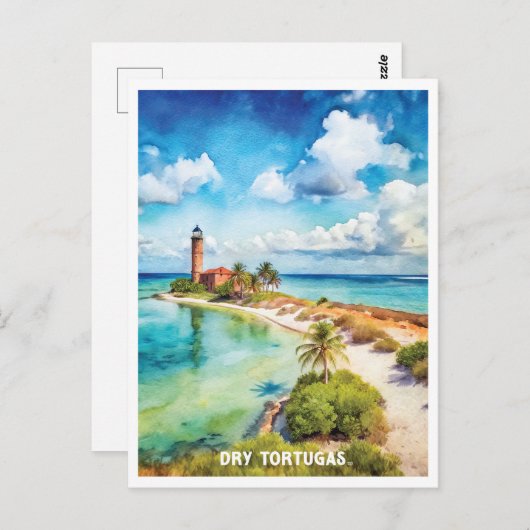 Carte Postale Parc national des Tortugas à sec Peinture aquarell (Devant / Derrière)