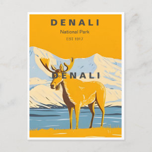 Carte Postale Parc national du Denali vintage Alaska Mont Hunter