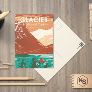 Carte Postale Parc national du Glacier Montana Vintage