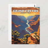 Carte Postale Parc national du Grand Canyon illustration rétro (Devant / Derrière)