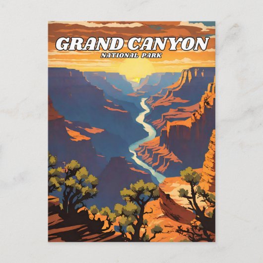 Carte Postale Parc national du Grand Canyon illustration rétro (Devant)