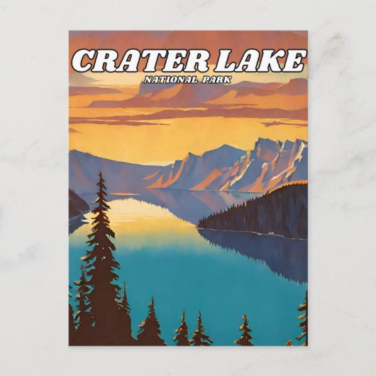 Carte Postale Parc national du lac Crater illustration rétro (Devant)