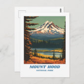 Carte Postale Parc national du Mont Hood illustration retro Vaca (Devant / Derrière)