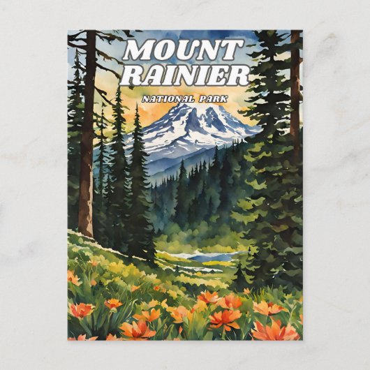 Carte Postale Parc national du Mont-Rainier illustration rétro d (Devant)