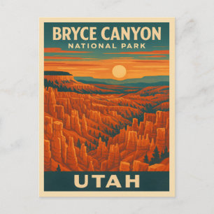 Carte Postale Parc national du Vintage voyage rétro Bryce Canyon