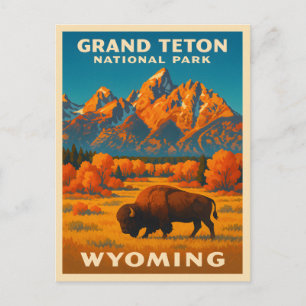 Carte Postale Parc national du Vintage voyage rétro Grand Teton