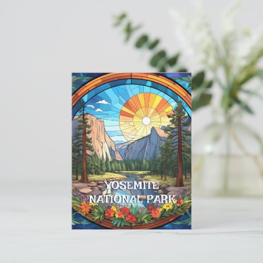 Carte Postale Parc national du Yosemite Faux Tissu Verre Mosaïqu (Debout devant)