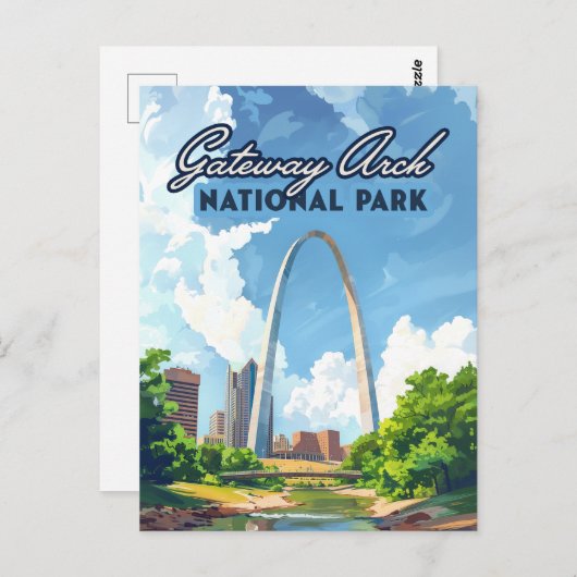 Carte Postale Parc national Gateway Arch Missouri St Louis Retro (Devant / Derrière)