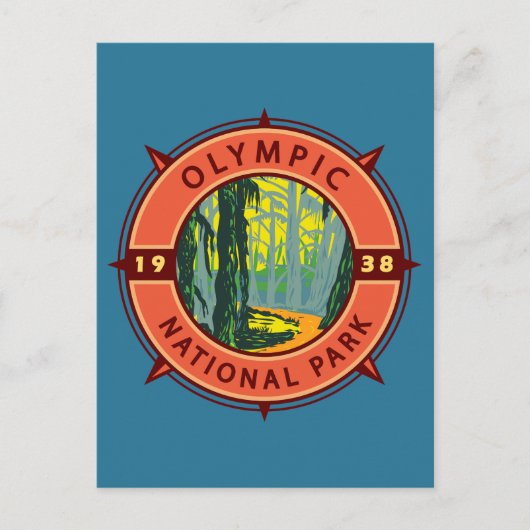 Carte Postale Parc national olympique Hoh Rainforest Retro Compa (Devant)