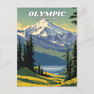 Carte Postale Parc national olympique illustration retro