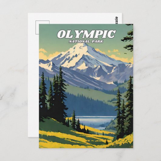 Carte Postale Parc national olympique illustration retro (Devant / Derrière)