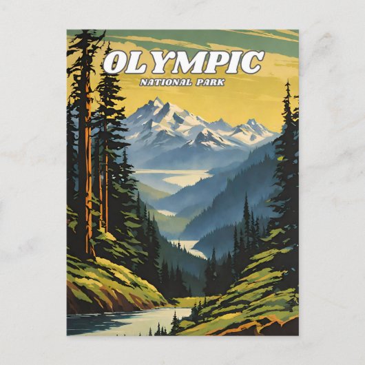 Carte Postale Parc national olympique illustration retro Décorat (Devant)