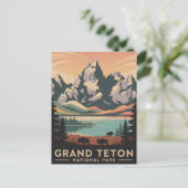 Carte Postale Parc national Pastel Retro Grand Teton avec Bison (Debout devant)