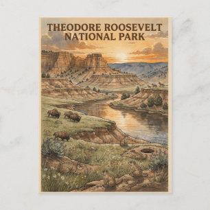 Carte Postale Parc national Theodore Roosevelt Voyage Vintage