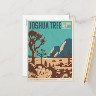 Carte Postale Parc national vintage Joshua Tree illustré