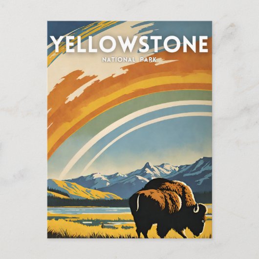 Carte Postale Parc national Yellowstone illustration rétro (Devant)