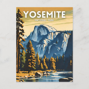 Carte Postale Parc national Yosemite illustration rétro
