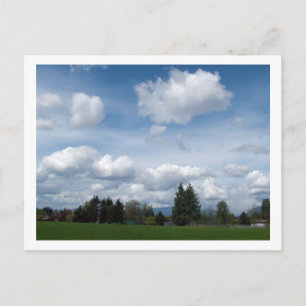 Carte Postale parc printanier, ciel bleu et nuages blancs