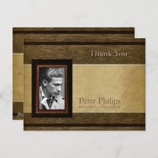 Carte Postale Parchemin en cuir Faux Photo Sympathy Merci P (Devant / Derrière)