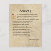 Carte Postale Parchemin Shakespeare Sonnet 3 (Devant)