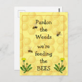 Carte Postale Pardon mauvaises herbes Nourrir les abeilles Amusa (Devant / Derrière)