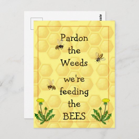 Carte Postale Pardon mauvaises herbes Nourrir les abeilles Amusa (Devant / Derrière)