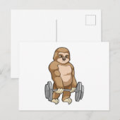 Carte Postale Paresseux à la musculation avec haltère (Devant / Derrière)