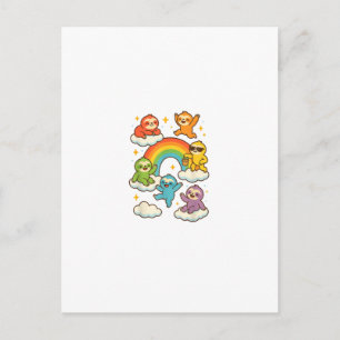 Carte Postale Paresseux Colorés Avec Un T-Shirt De Paresseux Kaw