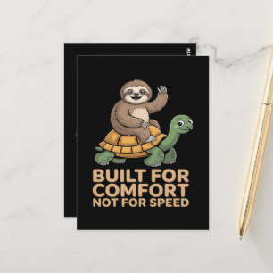 Carte Postale Paresseux drôle chevauchant une tortue
