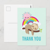 Carte Postale Paresseux mignon avec soleil et arc-en-ciel Merci (Devant / Derrière)