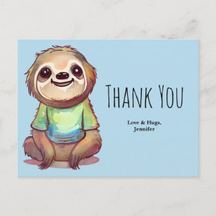 Carte Postale Paresseux mignon portant un T-shirt Merci