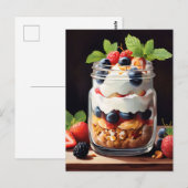 Carte Postale Parfait aux fruits rouges dans un pot en verre (Devant / Derrière)