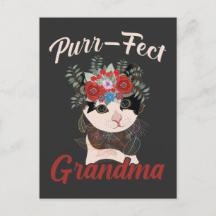 Carte Postale Parfait Grand-mère Chat Flower Aimer Grand-parents