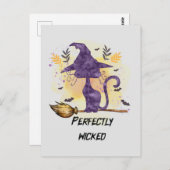 Carte Postale Parfaitement Malin - Violet Chat Sorcière Silhouet (Devant / Derrière)