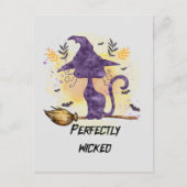 Carte Postale Parfaitement Malin - Violet Chat Sorcière Silhouet (Devant)
