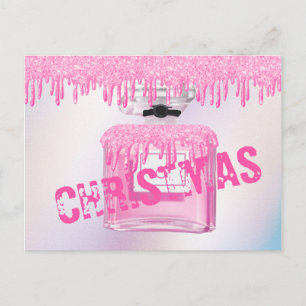 Carte Postale Parfum de Noël Parties scintillant rose Paint Drip