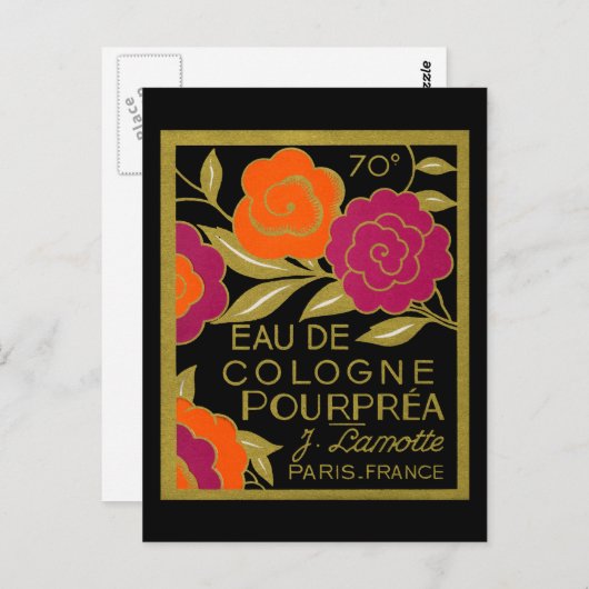 Carte Postale Parfum Eau de Cologne Pourprea 1920 (Devant / Derrière)