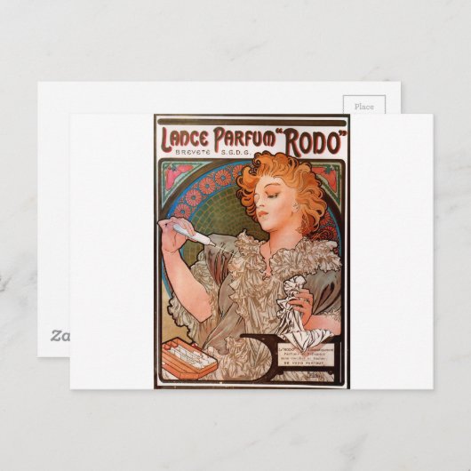 Carte Postale Parfum Rodo de lance par Alphonse Mucha (Devant / Derrière)