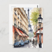 Carte Postale Paris aquarelle (Devant / Derrière)