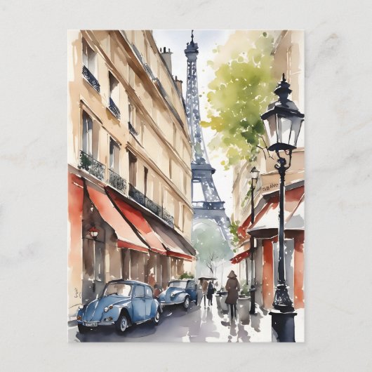 Carte Postale Paris aquarelle (Devant)