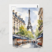 Carte Postale Paris aquarelle (Devant / Derrière)