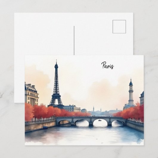 Carte Postale Paris aquarelle (Devant / Derrière)