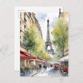 Carte Postale Paris aquarelle (Devant / Derrière)