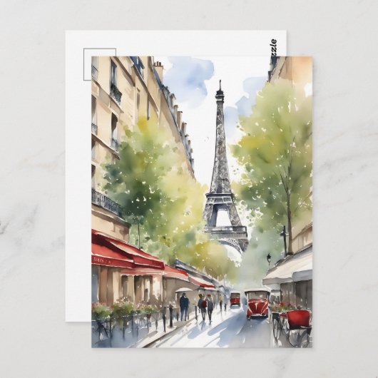Carte Postale Paris aquarelle (Devant / Derrière)