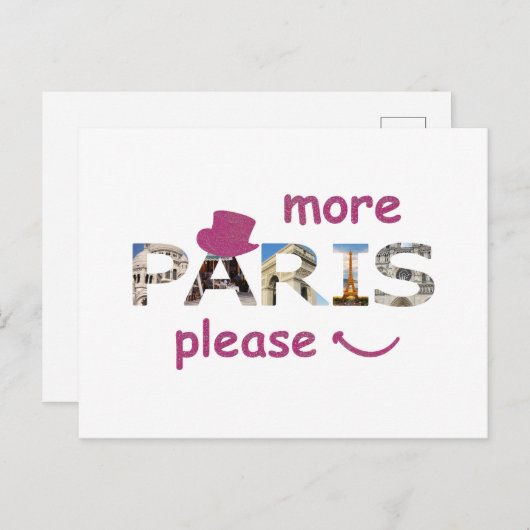 Carte Postale Paris Attractions Plus Paris S'il vous plaît Parti (Devant / Derrière)