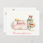 Carte Postale Paris, Boîte de macarons par Carol Gillott (Devant / Derrière)